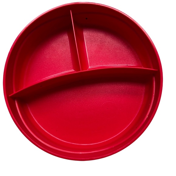 Lot of 3 Tupperware Munch Kids Divided Dish Bowls 2552A with Lids 6" Diameter - Picture 4 of 6